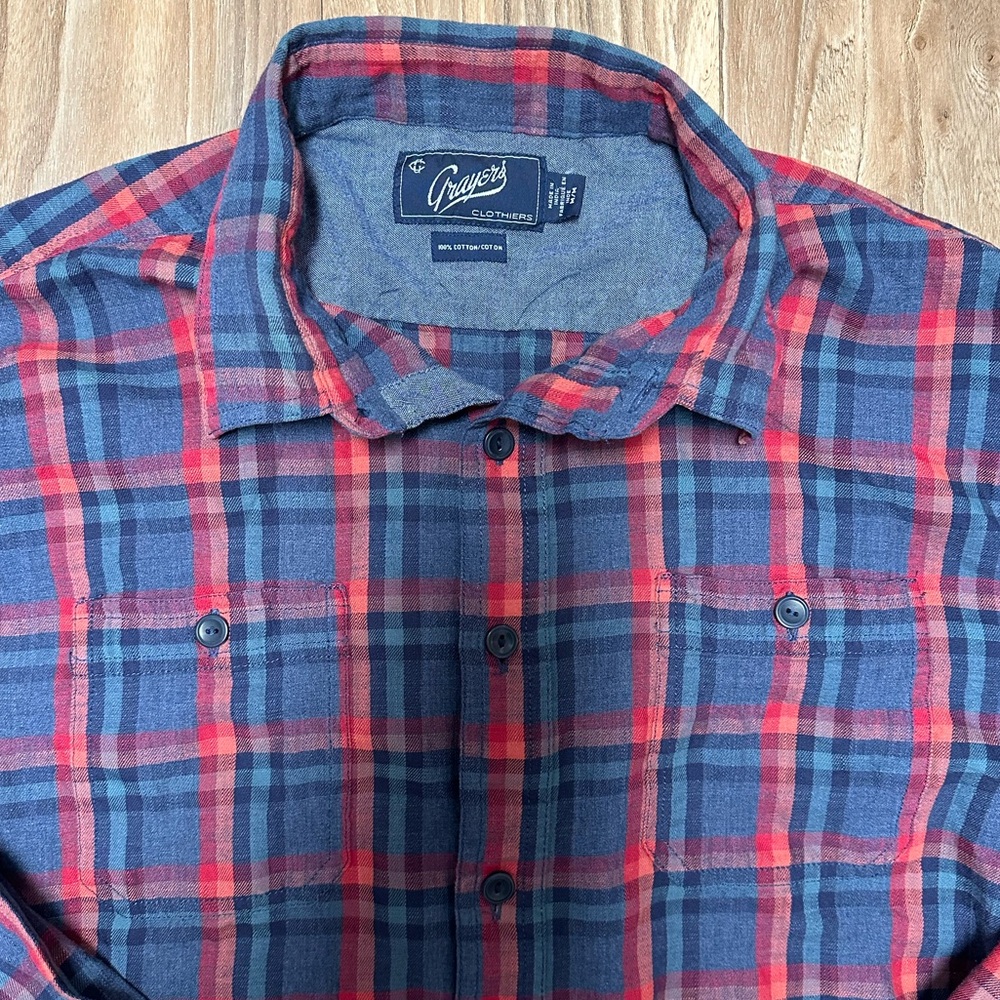 **Grayers** Lightweight Plaid Button Down Size Me… - image 6